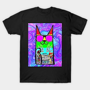 purple rainbow tattoo cat 2 T-Shirt